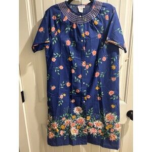 Heiress Vintage Pearl Snap Robe Muumuu Sz Small New Side Pockets